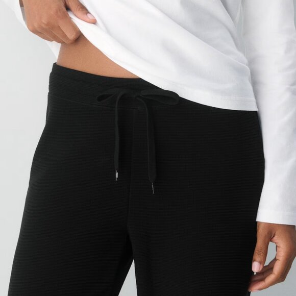 Aritiza TNA Black Wafflex Wide Leg Drawstring Lounge Pants - Picture 9 of 9